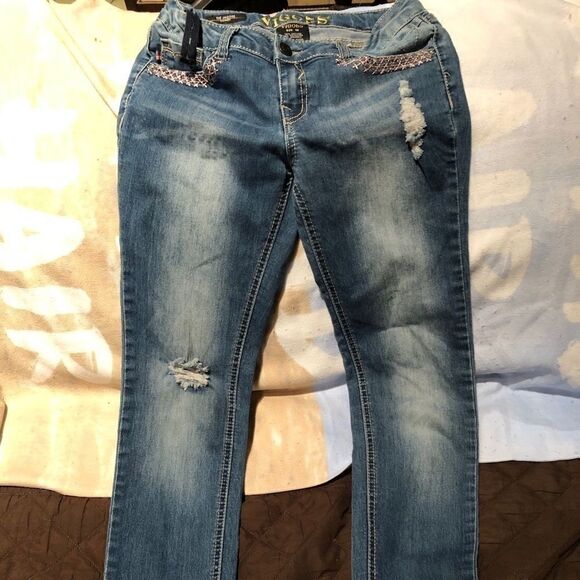 VIGOSS Girls Size 10 Jeans with sequin pockets - Picture 1 of 6